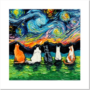 Starry Cats Posters and Art